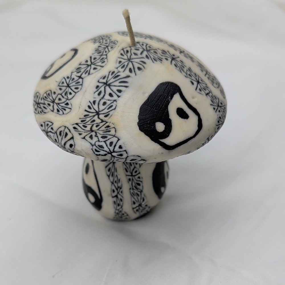 Black and White Artistic Mushroom Candle